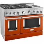 KitchenAid - 6.3 Cu. Ft. Freestanding Double Oven Gas True Convection Range with Self-Cleaning and Griddle - Scorched Orange