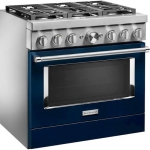KitchenAid - 5.1 Cu. Ft. Freestanding Dual Fuel True Convection Range with Self-Cleaning - Ink Blue