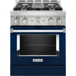 KitchenAid - Commercial-Style 4.1 Cu. Ft. Slide-In Gas True Convection Range with Self-Cleaning - Ink Blue