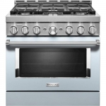 KitchenAid - Commercial-Style 5.1 Cu. Ft. Slide-In Gas True Convection Range with Self-Cleaning - Misty Blue