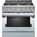 KitchenAid - Commercial-Style 5.1 Cu. Ft. Slide-In Gas True Convection Range with Self-Cleaning - Misty Blue