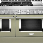 KitchenAid - 6.3 Cu. Ft. Freestanding Double Oven Gas True Convection Range with Self-Cleaning - Avocado Cream