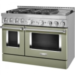 KitchenAid - 6.3 Cu. Ft. Freestanding Double Oven Gas True Convection Range with Self-Cleaning - Avocado Cream