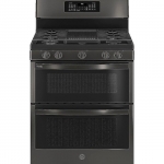 GE Profile - 6.8 Cu. Ft. Frestanding Double Oven Gas True Convection Range with No-Preheat Air Fry - Black Stainless Steel