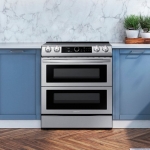 Samsung - 6.3 cu. ft. Flex Duo™ Front Control Slide-in Electric Range with Smart Dial, Air Fry & Wi-Fi, Fingerprint Resistant - Stainless steel