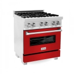 ZLINE - 4.0 cu. ft. Dual Fuel Range with Gas Stove and Electric Oven in Fingerprint Resistant Stainless Steel and Red Matte Door - Matte Red