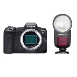 Canon EOS R5 Mirrorless Camera Body With Flashpoint Zoom Li-on X R2 TTL Flash