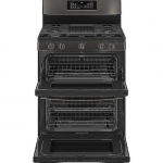 GE Profile - 6.8 Cu. Ft. Frestanding Double Oven Gas True Convection Range with No-Preheat Air Fry - Black Stainless Steel