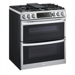 LG - 6.9 Cu. Ft. Slide-In Double Oven Gas True Convection Range with EasyClean and InstaView - Stainless steel