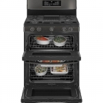 GE Profile - 6.8 Cu. Ft. Frestanding Double Oven Gas True Convection Range with No-Preheat Air Fry - Black Stainless Steel