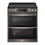 LG - 7.3 Cu. Ft. Slide-In Double Oven Electric True Convection Range with EasyClean and InstaView - Black Stainless Steel