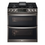 LG - 6.9 Cu. Ft. Slide-In Double Oven Gas True Convection Range with EasyClean and InstaView - Black Stainless Steel