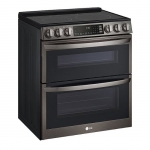 LG - 7.3 Cu. Ft. Slide-In Double Oven Electric True Convection Range with EasyClean and InstaView - Black Stainless Steel