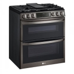 LG - 6.9 Cu. Ft. Slide-In Double Oven Gas True Convection Range with EasyClean and InstaView - Black Stainless Steel