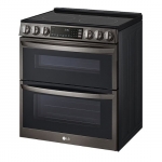 LG - 7.3 Cu. Ft. Slide-In Double Oven Electric True Convection Range with EasyClean and InstaView - Black Stainless Steel