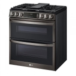 LG - 6.9 Cu. Ft. Slide-In Double Oven Gas True Convection Range with EasyClean and InstaView - Black Stainless Steel