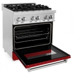 ZLINE - Professional 4 Cu. Ft. Freestanding Dual Fuel Convection Range - Gloss Red