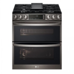 LG - 6.9 Cu. Ft. Slide-In Double Oven Gas True Convection Range with EasyClean and InstaView - Black Stainless Steel