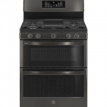 GE Profile - 6.8 Cu. Ft. Frestanding Double Oven Gas True Convection Range with No-Preheat Air Fry - Black Stainless Steel