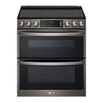 LG - 7.3 Cu. Ft. Slide-In Double Oven Electric True Convection Range with EasyClean and InstaView - Black Stainless Steel