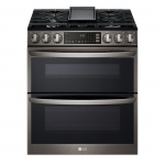 LG - 6.9 Cu. Ft. Slide-In Double Oven Gas True Convection Range with EasyClean and InstaView - Black Stainless Steel