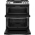 GE - 6.7 Cu. Ft. Slide-In Double-Oven Gas Range with Steam-Cleaning and No-Preheat Air Fry - Stainless steel