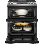 GE - 6.7 Cu. Ft. Slide-In Double-Oven Gas Range with Steam-Cleaning and No-Preheat Air Fry - Stainless steel