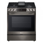 LG - 6.3 Cu. Ft. Slide-in Smart Dual Fuel True Convection Range with Self-Cleaning, Air Fry and Air Sous Vide - Black Stainless Steel