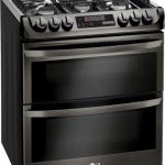LG - 6.9 Cu. Ft. Slide-In Double Oven Gas True Convection Range with EasyClean and ThinQ Technology - Black Stainless Steel