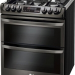 LG - 6.9 Cu. Ft. Slide-In Double Oven Gas True Convection Range with EasyClean and ThinQ Technology - Black Stainless Steel