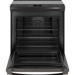 GE Profile - 5.3 Cu. Ft. Slide-In Electric True Convection Range with Self-Steam Cleaning - Black Stainless Steel