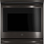 GE Profile - 5.3 Cu. Ft. Slide-In Electric True Convection Range with Self-Steam Cleaning - Black Stainless Steel