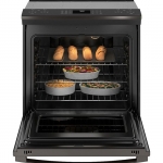 GE Profile - 5.3 Cu. Ft. Slide-In Electric True Convection Range with Self-Steam Cleaning - Black Stainless Steel