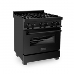 ZLINE - Dual Fuel Range with Gas Stove and Electric Oven in Black Stainless Steel - Black Stainless Steel