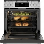 GE - 5.6 Cu. Ft. Slide-In Gas Convection Range - Stainless steel