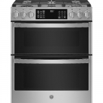 GE Profile - 6.7 Cu. Ft. Slide-In Double Oven Gas True Convection Range with Steam Self-Clean, No Preheat Air Fry and WiFi - Stainless steel