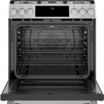 GE - 5.6 Cu. Ft. Slide-In Gas Convection Range - Stainless steel