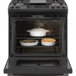 GE - 5.6 Cu. Ft. Slide-In Gas Convection Range with Self-Steam Cleaning, Built-In Wi-Fi, and No-Preheat Air Fry - Black Slate
