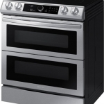 Samsung - 6.3 cu. ft. Flex Duo™ Front Control Slide-in Electric Range with Smart Dial, Air Fry & Wi-Fi, Fingerprint Resistant - Stainless steel