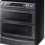 Samsung - 5.8 Cu. Ft. Electric Flex Duo Self-Cleaning Fingerprint Resistant Slide-In Smart Range with Convection - Black Stainless Steel