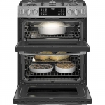 GE Profile - 6.7 Cu. Ft. Slide-In Double Oven Gas True Convection Range with Steam Self-Clean, No Preheat Air Fry and WiFi - Stainless steel