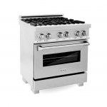 ZLINE - 4.0 cu. ft. Dual Fuel Range with Gas Stove and Electric Oven in DuraSnow® Stainless Steel - Snow Stainless