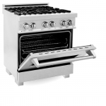 ZLINE - 4.0 cu. ft. Dual Fuel Range with Gas Stove and Electric Oven in DuraSnow® Stainless Steel - Snow Stainless