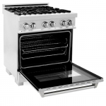 ZLINE - 4.0 cu. ft. Dual Fuel Range with Gas Stove and Electric Oven in DuraSnow® Stainless Steel - Snow Stainless