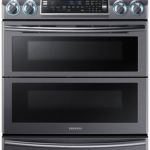 Samsung - 5.8 Cu. Ft. Electric Flex Duo Self-Cleaning Fingerprint Resistant Slide-In Smart Range with Convection - Black Stainless Steel