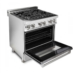 ZLINE - 4.0 cu. ft. Dual Fuel Range with Gas Stove and Electric Oven in Fingerprint Resistant Stainless Steel - Snow Stainless