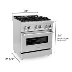 ZLINE - 4.0 cu. ft. Dual Fuel Range with Gas Stove and Electric Oven in Fingerprint Resistant Stainless Steel - Snow Stainless