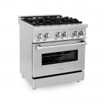 ZLINE - 4.0 cu. ft. Dual Fuel Range with Gas Stove and Electric Oven in Fingerprint Resistant Stainless Steel - Snow Stainless