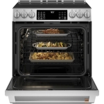 Café - 5.7 Cu. Ft. Slide-In Electric Induction Convection Range, Customizable - Stainless steel