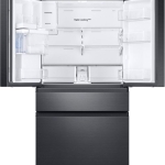 Samsung - Family Hub 22.2 Cu. Ft. Counter Depth 4-Door French Fingerprint Resistant Refrigerator - Black Stainless Steel
